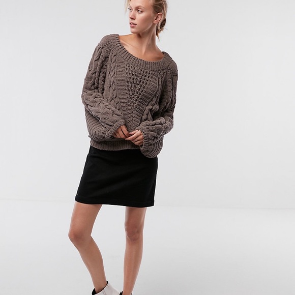 Express Sweaters - Chenille boatneck balloon sleeve sweater